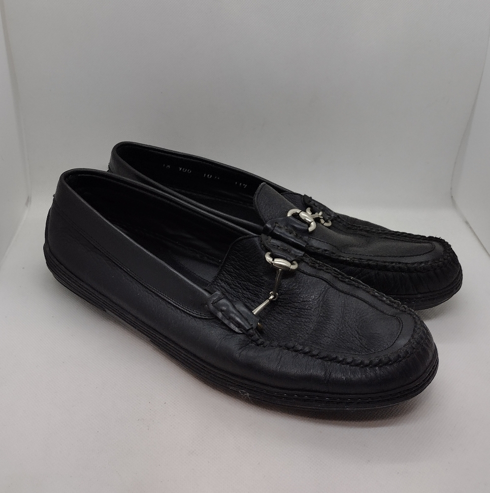 Peter Huber Leather Loafer Mens 10.5 Black Causal Comfy Retro 90s Y2K - Picture 3 of 12
